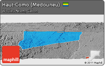 Political Panoramic Map of Haut-Como (Medouneu), desaturated