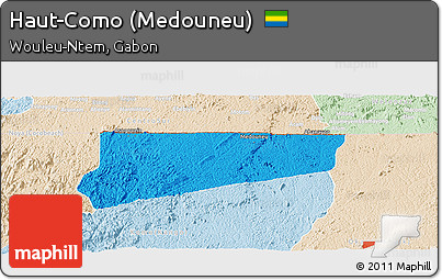 Political Panoramic Map of Haut-Como (Medouneu), lighten