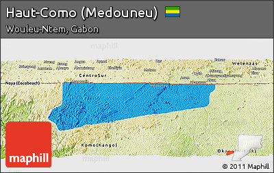 Political Panoramic Map of Haut-Como (Medouneu), physical outside
