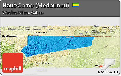 Political Panoramic Map of Haut-Como (Medouneu), physical outside