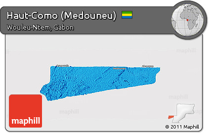 Political Panoramic Map of Haut-Como (Medouneu), single color outside