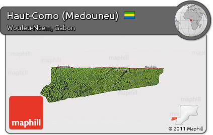 Satellite Panoramic Map of Haut-Como (Medouneu), cropped outside