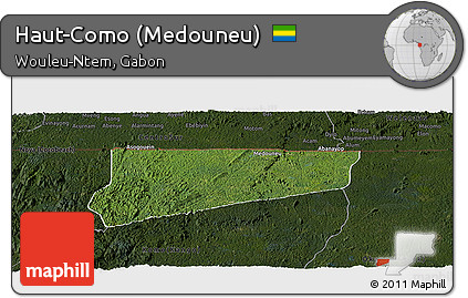 Satellite Panoramic Map of Haut-Como (Medouneu), darken