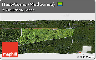 Satellite Panoramic Map of Haut-Como (Medouneu), darken