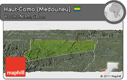 Satellite Panoramic Map of Haut-Como (Medouneu), semi-desaturated