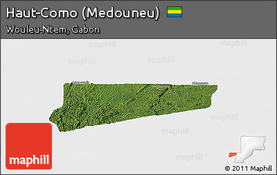 Satellite Panoramic Map of Haut-Como (Medouneu), single color outside