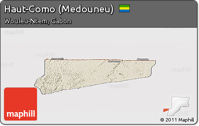 Shaded Relief Panoramic Map of Haut-Como (Medouneu), cropped outside