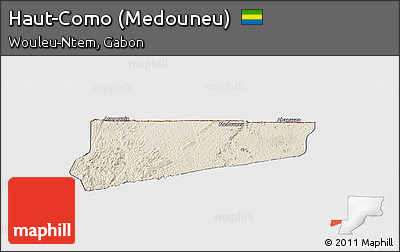 Shaded Relief Panoramic Map of Haut-Como (Medouneu), cropped outside