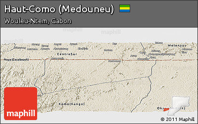 Shaded Relief Panoramic Map of Haut-Como (Medouneu)