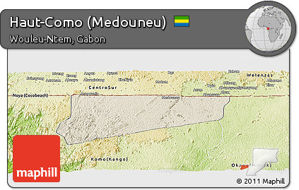 Shaded Relief Panoramic Map of Haut-Como (Medouneu), physical outside