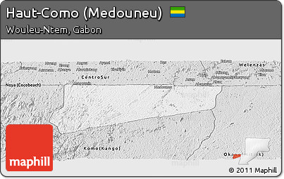 Silver Style Panoramic Map of Haut-Como (Medouneu)