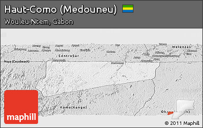 Silver Style Panoramic Map of Haut-Como (Medouneu)