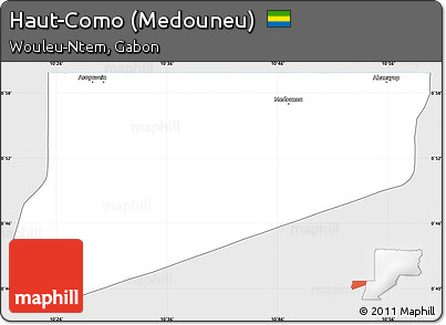 Silver Style Simple Map of Haut-Como (Medouneu), single color outside