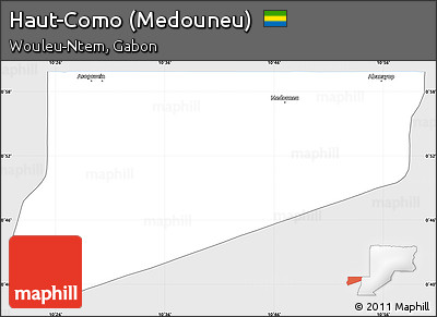 Silver Style Simple Map of Haut-Como (Medouneu), single color outside