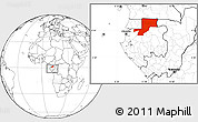Blank Location Map of Wouleu-Ntem, within the entire country