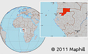 Gray Location Map of Wouleu-Ntem, within the entire country
