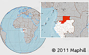 Gray Location Map of Wouleu-Ntem, highlighted country, hill shading