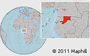 Gray Location Map of Wouleu-Ntem, hill shading