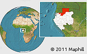 Satellite Location Map of Wouleu-Ntem, highlighted country, within the entire country