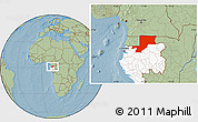 Savanna Style Location Map of Wouleu-Ntem, highlighted country, hill shading