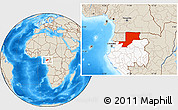 Shaded Relief Location Map of Wouleu-Ntem, highlighted country