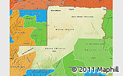 Physical Map of Wouleu-Ntem, political shades outside