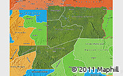 Satellite Map of Wouleu-Ntem, political shades outside