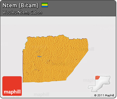 Political 3D Map of Ntem (Bitam), cropped outside