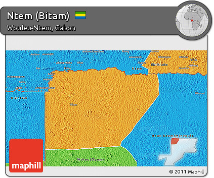 Political 3D Map of Ntem (Bitam)