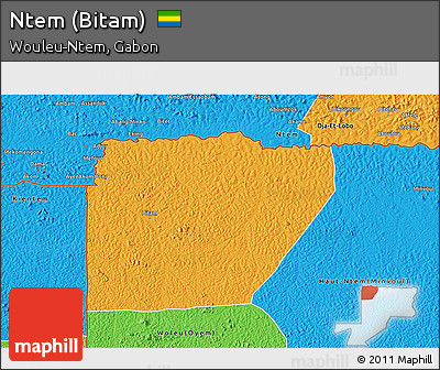 Political 3D Map of Ntem (Bitam)