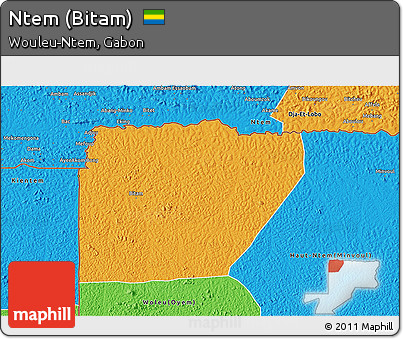 Political 3D Map of Ntem (Bitam)