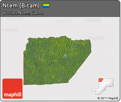 Satellite 3D Map of Ntem (Bitam), cropped outside