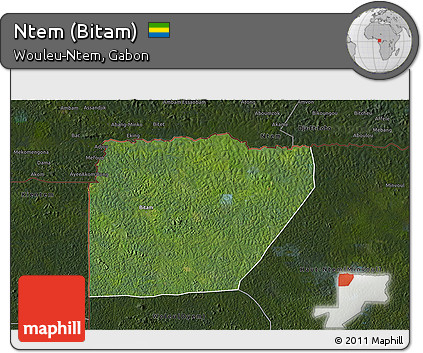 Satellite 3D Map of Ntem (Bitam), darken