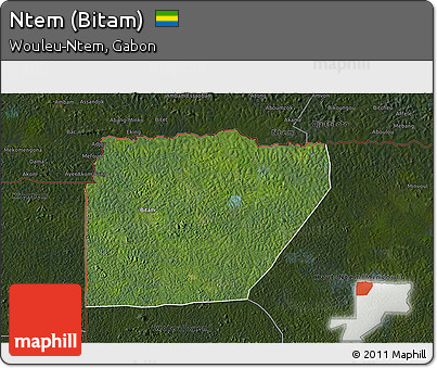 Satellite 3D Map of Ntem (Bitam), darken