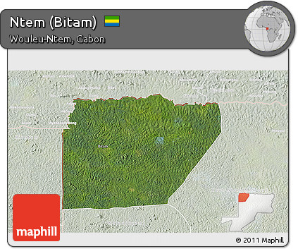 Satellite 3D Map of Ntem (Bitam), lighten