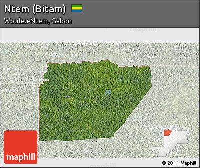 Satellite 3D Map of Ntem (Bitam), lighten