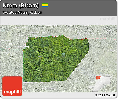 Satellite 3D Map of Ntem (Bitam), lighten