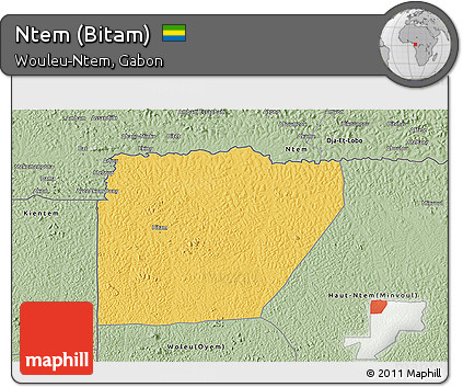 Savanna Style 3D Map of Ntem (Bitam)