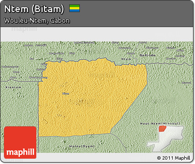 Savanna Style 3D Map of Ntem (Bitam)