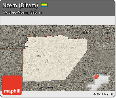 Shaded Relief 3D Map of Ntem (Bitam), darken