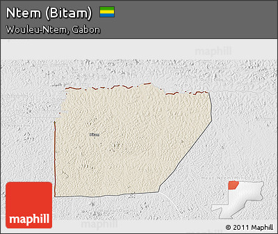 Shaded Relief 3D Map of Ntem (Bitam), lighten, desaturated