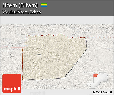 Shaded Relief 3D Map of Ntem (Bitam), lighten