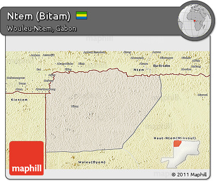 Shaded Relief 3D Map of Ntem (Bitam), physical outside