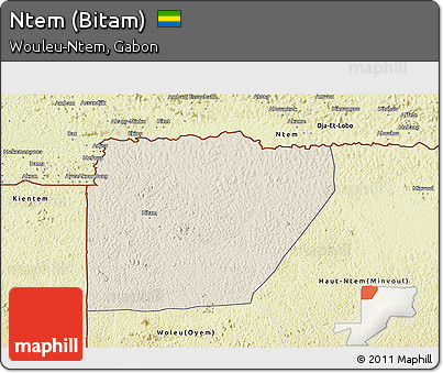 Shaded Relief 3D Map of Ntem (Bitam), physical outside
