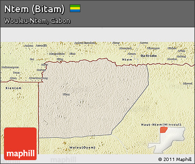 Shaded Relief 3D Map of Ntem (Bitam), physical outside