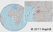 Gray Location Map of Ntem (Bitam), hill shading