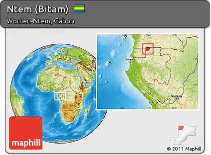 Physical Location Map of Ntem (Bitam), within the entire country