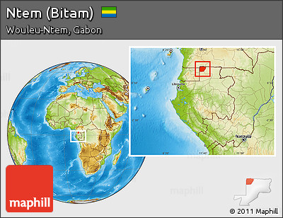 Physical Location Map of Ntem (Bitam), within the entire country
