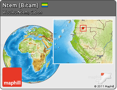 Physical Location Map of Ntem (Bitam), within the entire country