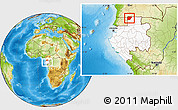 Physical Location Map of Ntem (Bitam), highlighted country, within the entire country
